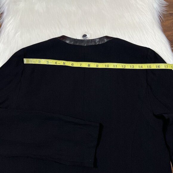 Eileen Fisher Sz Small Black Open Front Georgette Silk Crepe Blazer Jacket *READ - Picture 8 of 12